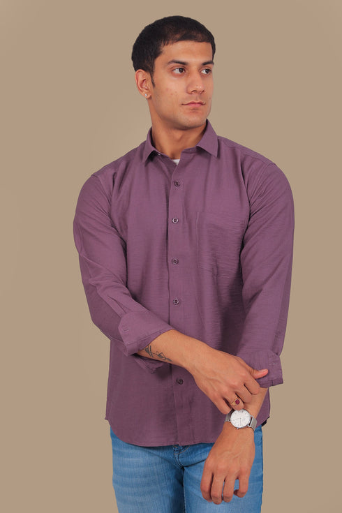 Veshbhoshaa Bluebird Men'S Mauve Knitted Plain Shirt