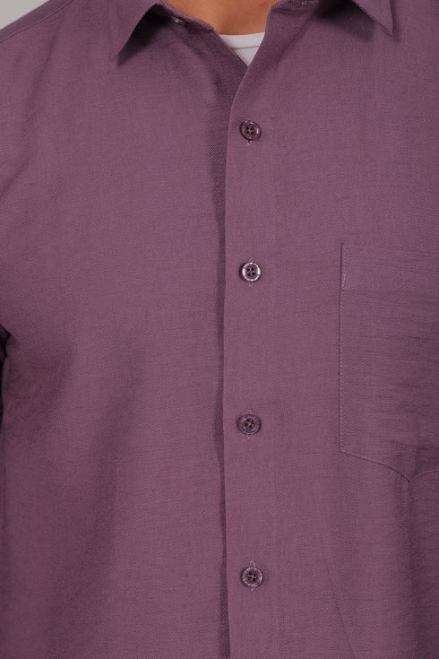 Veshbhoshaa Bluebird Men'S Mauve Knitted Plain Shirt