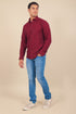 Veshbhoshaa Bluebird Men'S Maroon Knitted Plain Shirt