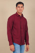 Veshbhoshaa Bluebird Men'S Maroon Knitted Plain Shirt