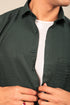 Veshbhoshaa Bluebird Men'S Dark Green Knitted Plain Shirt
