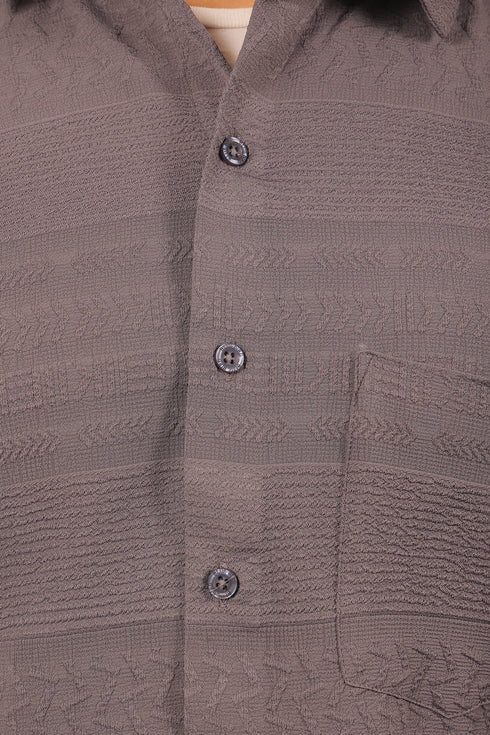 Veshbhoshaa Bluebird Men'S Grey Knitted Jacquard Shirt