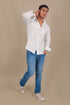 Veshbhoshaa Bluebird Men'S White Knitted Jacquard Shirt