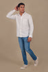 Veshbhoshaa Bluebird Men'S White Knitted Plain Shirt