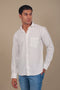 Veshbhoshaa Bluebird Men'S White Knitted Plain Shirt