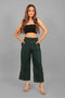 Veshbhoshaa Bluebird Women'S Dark Green Short Bell Bottom Trouser