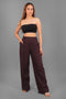 Veshbhoshaa Bluebird Women'S Wine Bell Bottom Trouser