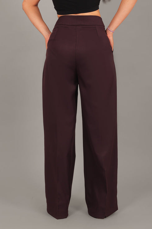 Veshbhoshaa Bluebird Women'S Wine Bell Bottom Trouser