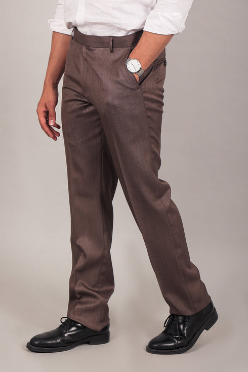 Veshbhoshaa Bluebird Men'S Brown Formal Trouser