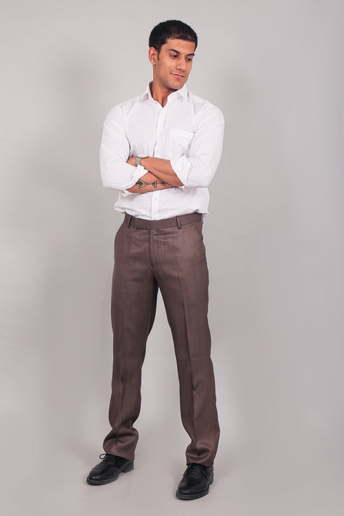 Veshbhoshaa Bluebird Men'S Brown Formal Trouser
