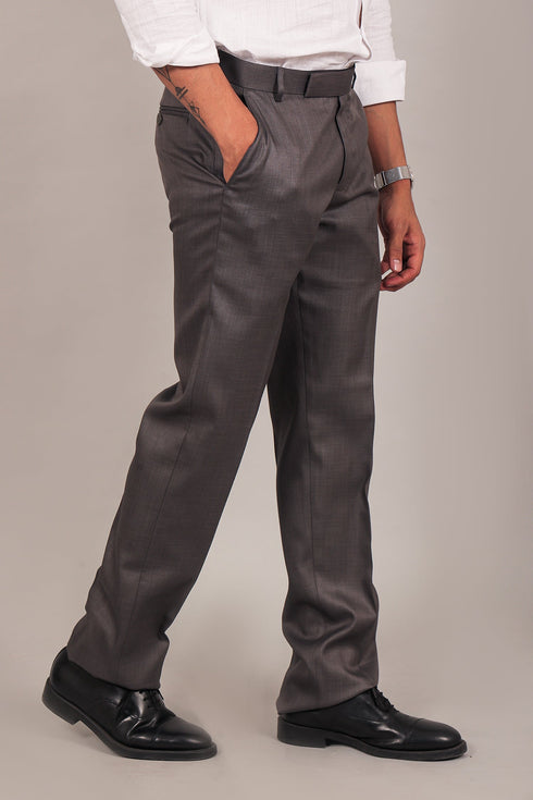 Veshbhoshaa Bluebird Men'S Dark Grey Formal Trouser