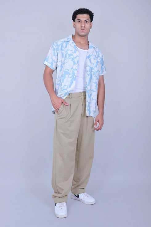 Veshbhoshaa Bluebird Korean Pleated Pant Beige Color