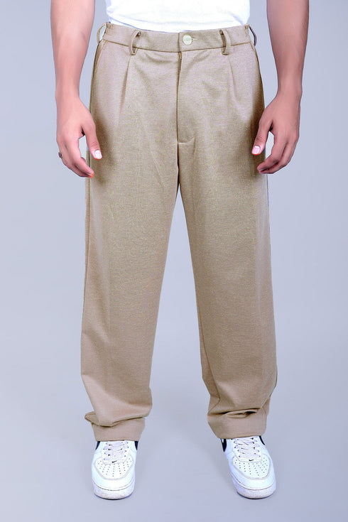 Veshbhoshaa Bluebird Korean Pleated Pant Beige Color