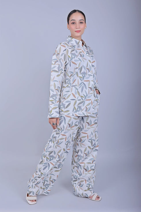 Veshbhoshaa Bluebird Women'S Printed Co-Ord Set Gentle Leaf