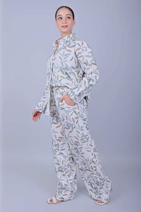 Veshbhoshaa Bluebird Women'S Printed Co-Ord Set Gentle Leaf