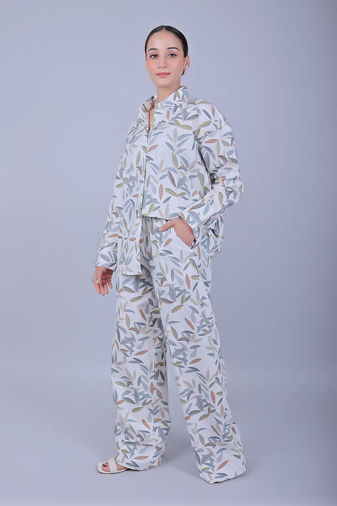 Veshbhoshaa Bluebird Women'S Printed Co-Ord Set Gentle Leaf