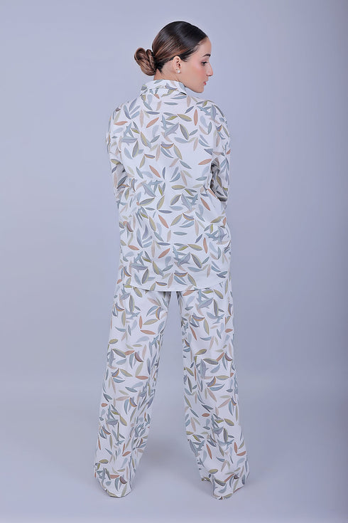 Veshbhoshaa Bluebird Women'S Printed Co-Ord Set Gentle Leaf