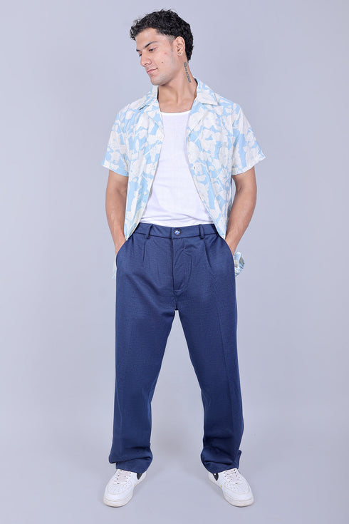 Veshbhoshaa Bluebird Korean Pleated Pant Blue Color
