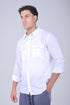Veshbhoshaa Bluebird Men'S Double Pocket White Linen Shirt