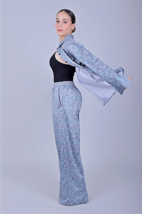 Veshbhoshaa Bluebird Women'S Printed Co-Ord Set Rock Blue