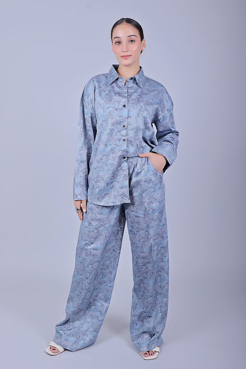 Veshbhoshaa Bluebird Women'S Printed Co-Ord Set Rock Blue