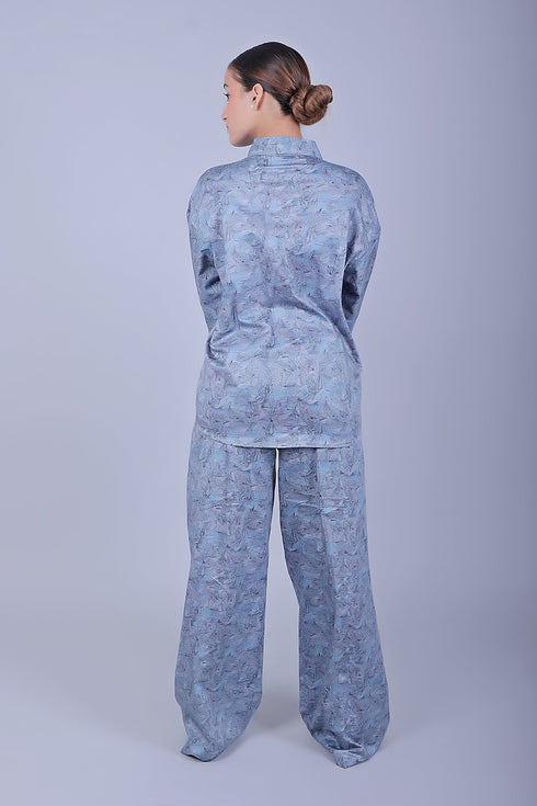 Veshbhoshaa Bluebird Women'S Printed Co-Ord Set Rock Blue