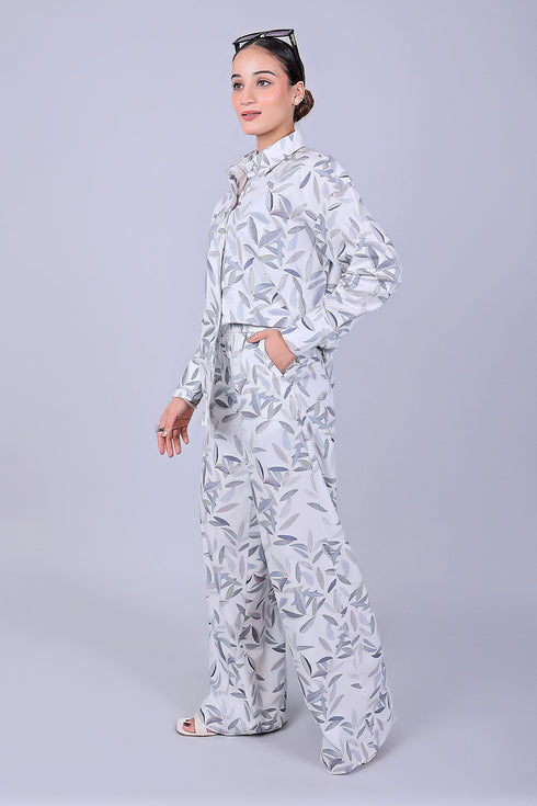 Veshbhoshaa Bluebird Women'S Printed Co-Ord Set White Leaf