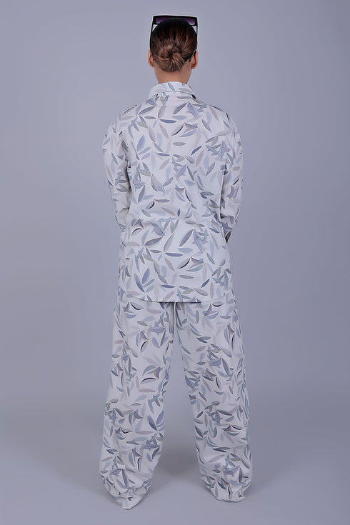 Veshbhoshaa Bluebird Women'S Printed Co-Ord Set White Leaf