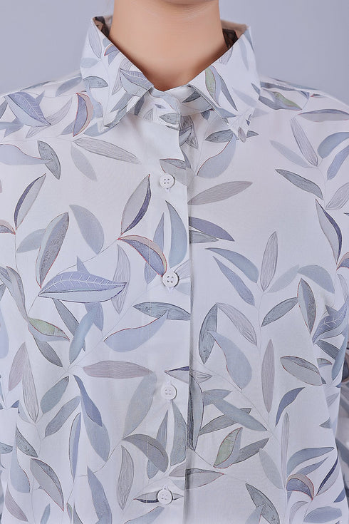 Veshbhoshaa Bluebird Women'S Printed Co-Ord Set White Leaf