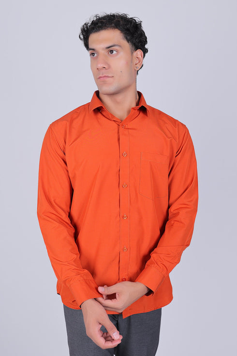 Veshbhoshaa Bluebird Vibrant Orange Men'S Office Shirt