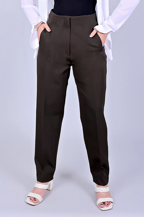 Veshbhoshaa Bluebird Women'S High-Waist Brown Trouser