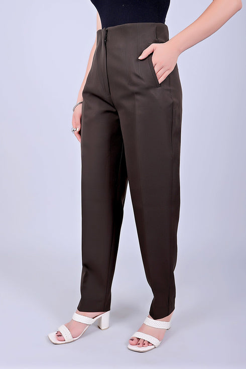 Veshbhoshaa Bluebird Women'S High-Waist Brown Trouser