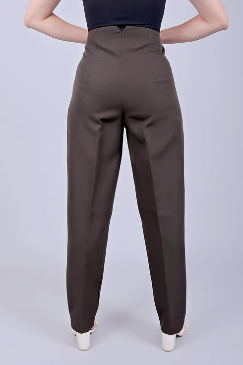 Veshbhoshaa Bluebird Women'S High-Waist Brown Trouser