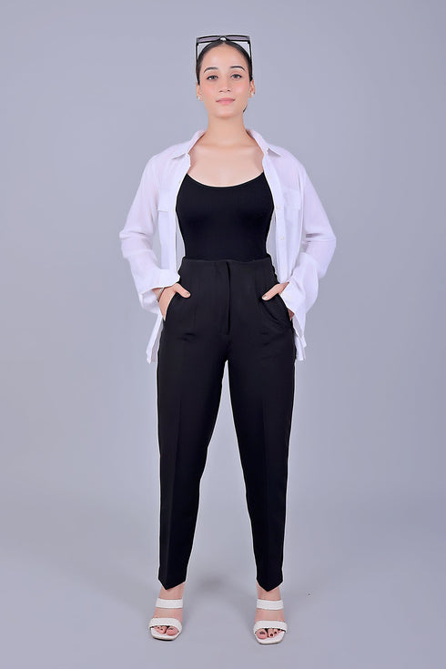Veshbhoshaa Bluebird Women'S High-Waist Black Trouser