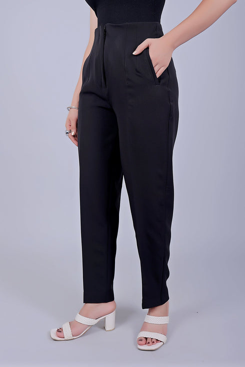 Veshbhoshaa Bluebird Women'S High-Waist Black Trouser
