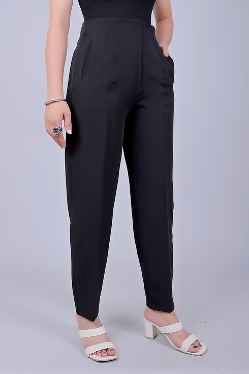 Veshbhoshaa Bluebird Women'S High-Waist Black Trouser