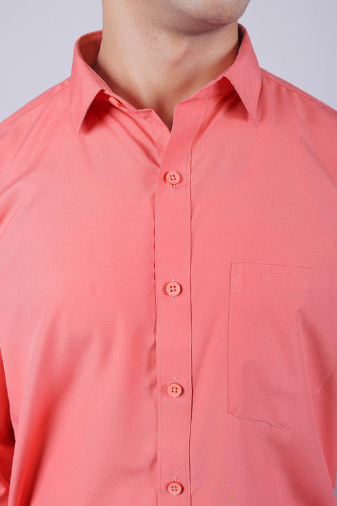 Veshbhoshaa Bluebird Flamingo Pink Men'S Office Shirt