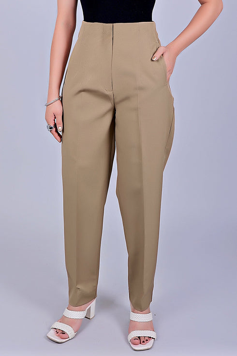 Veshbhoshaa Bluebird Women'S High-Waist Light Brown Trouser