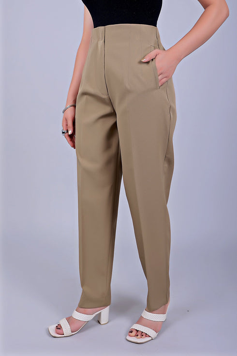 Veshbhoshaa Bluebird Women'S High-Waist Light Brown Trouser