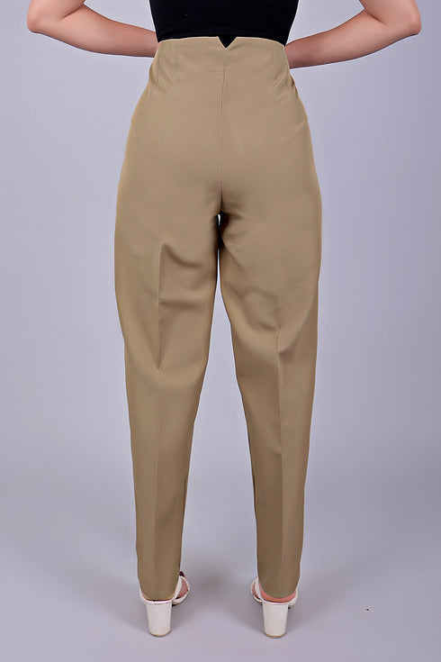 Veshbhoshaa Bluebird Women'S High-Waist Light Brown Trouser