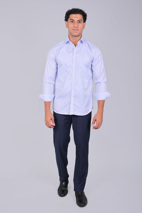 Veshbhoshaa Bluebird Men'S Light Blue Stripe Shirt