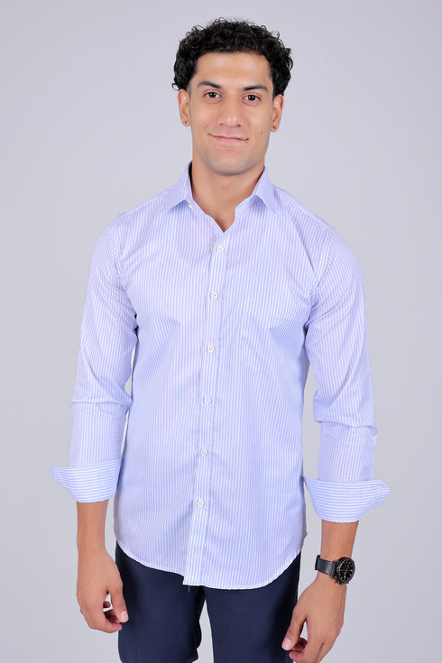 Veshbhoshaa Bluebird Men'S Light Blue Stripe Shirt