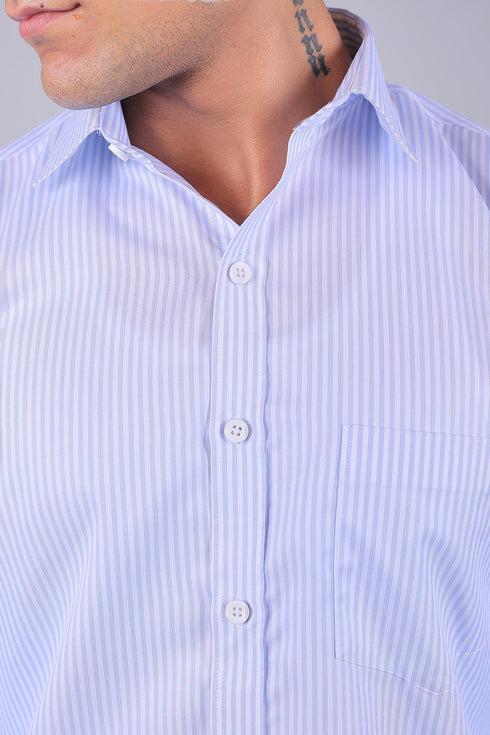 Veshbhoshaa Bluebird Men'S Light Blue Stripe Shirt