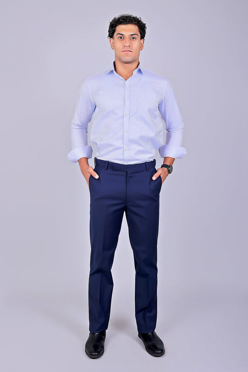Veshbhoshaa Bluebird Men'S Blue Stretch Band Trousers