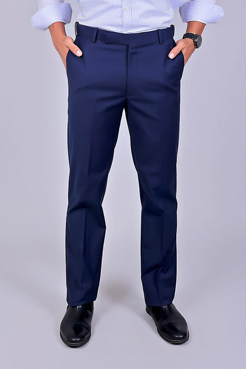 Veshbhoshaa Bluebird Men'S Blue Stretch Band Trousers
