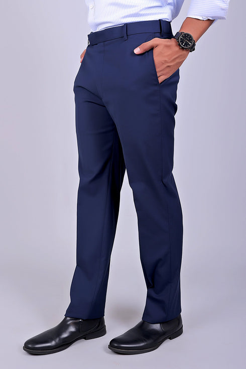 Veshbhoshaa Bluebird Men'S Blue Stretch Band Trousers