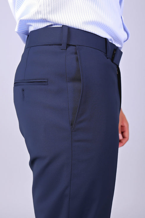 Veshbhoshaa Bluebird Men'S Blue Stretch Band Trousers