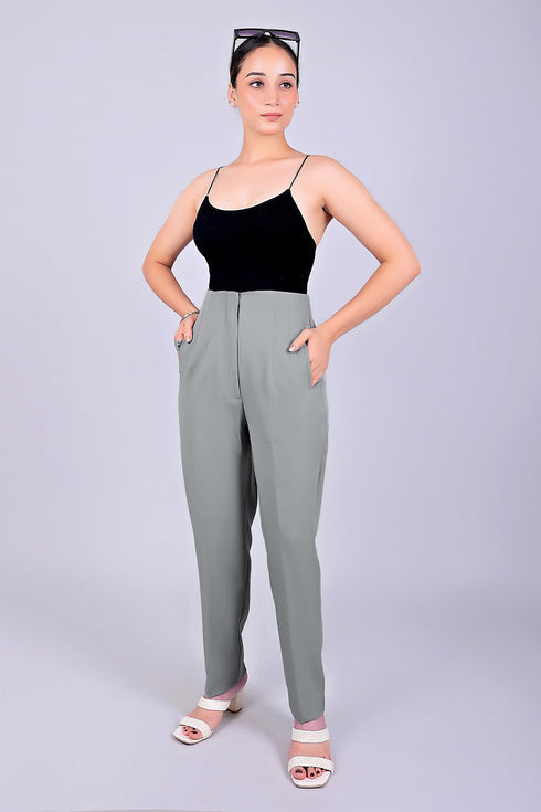 Veshbhoshaa Bluebird Women'S High-Waist Grey Trouser