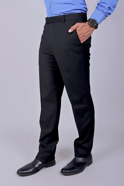 Veshbhoshaa Bluebird Men'S Black Stretch Band Trousers