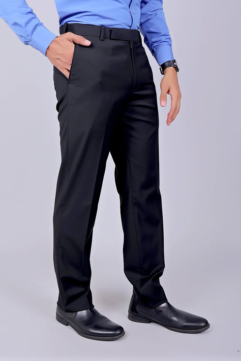 Veshbhoshaa Bluebird Men'S Black Stretch Band Trousers
